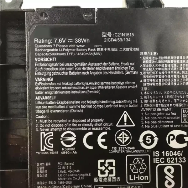 Bateria para notebook ASUS C21N1515 - Image 3