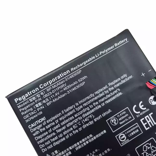 Bateria para notebook Pegatron BP-McAllan-31,BP-McAllan-31/4630SP,OB23-011P0RV - Imagem 3