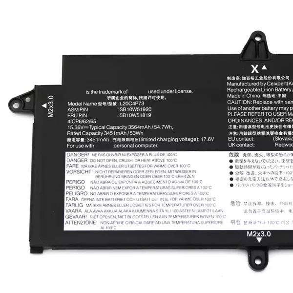 Bateria para notebook Lenovo Thinkpad X13 Gen 2 20XH 20XJ - Image 3
