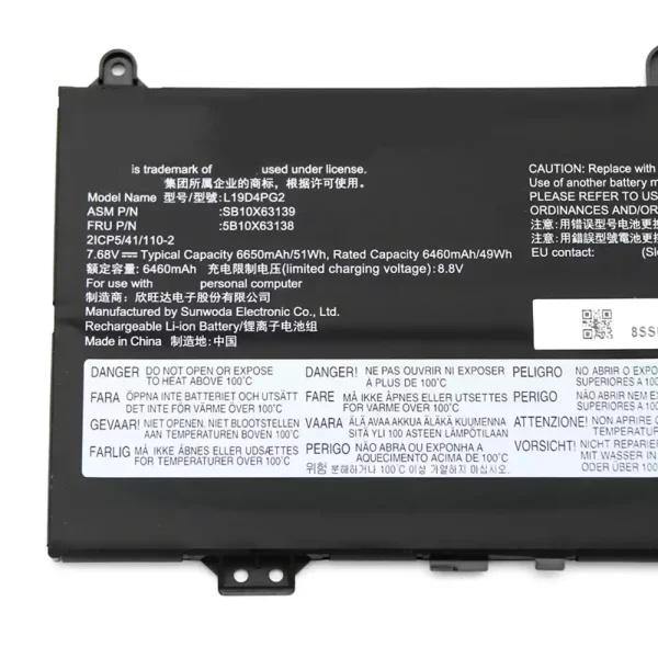 Bateria para notebook LENOVO L19D4PG2 - Image 3