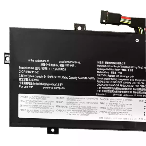 Bateria para notebook LENOVO L19M4PD8 L19C4PD8 SB10X87838 5B10X87839 - Image 3