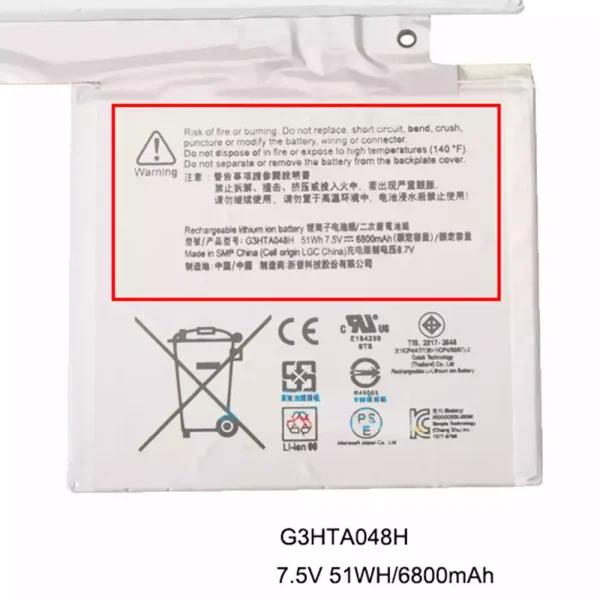 Bateria para notebook G3HTA048H,Microsoft Surface Book 2 1832 1834 - Image 3