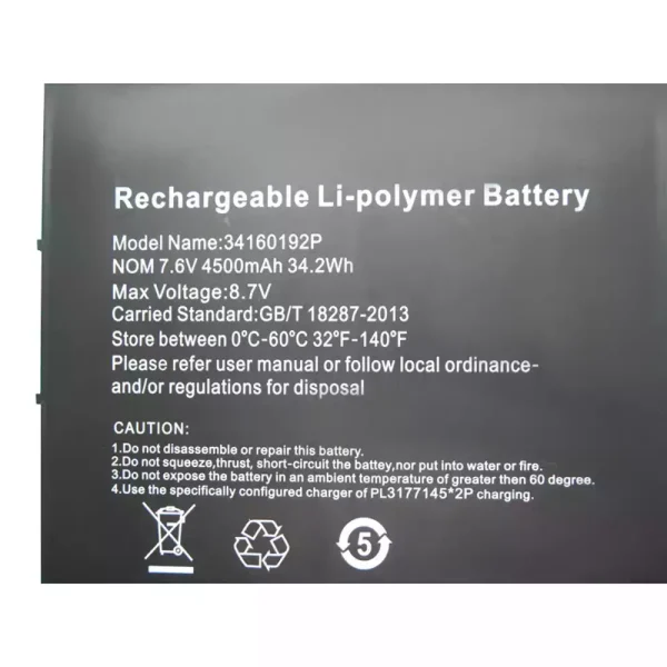 Bateria para notebook CHUWI 34160192P,UTL-3178180-2S