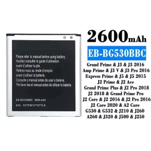 Bateria EB-BG530BBC para Samsung J3/J3 2016/J3 Pro 2016/J5/J5 2015