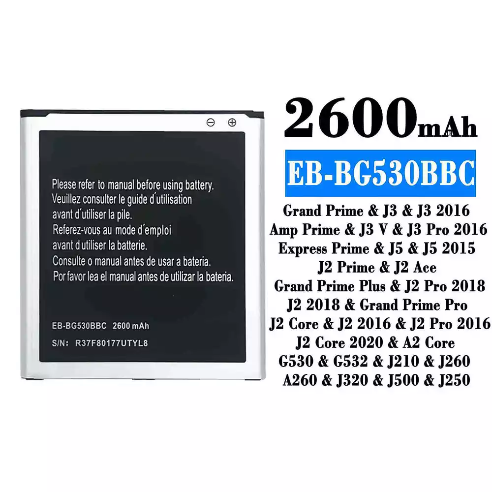 Bateria EB-BG530BBC para Samsung J3/J3 2016/J3 Pro 2016/J5/J5 2015