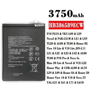 Bateria HB386589ECW para HUAWEI P10 PLUS /Nova3 / Honor 8X / View 10 Lite / P10 Pro / Nova 3a / Mate 20 Lite / Nova4 / Honor 8A / Honor 20 / Honor View 10 / Nova 5T