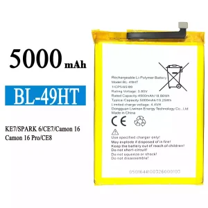 Bateria BL-49HT para Tecno KE7 / SPARK 6 / Camon 16 /Camon 16 Pro