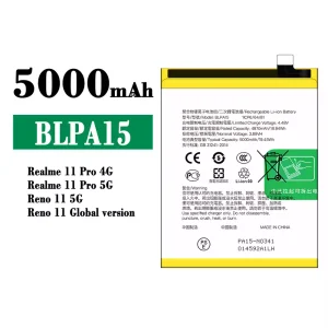 Bateria BLPA15 para OPPO Realme 11 5G / Realme 11 Pro 4G 5G / Reno 11 5G