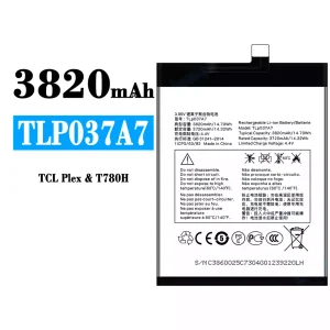 Bateria TLP037A7 para Alcatel TCL Plex/T780H